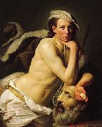 Johann Zoffany Self-portrait as David with the head of Goliath oil painting on canvas